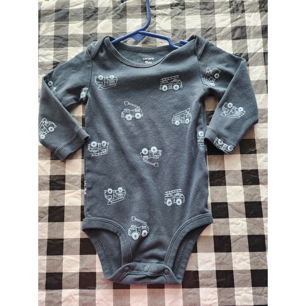 Carter's 9 month long sleeved bodysuit with firetrucks